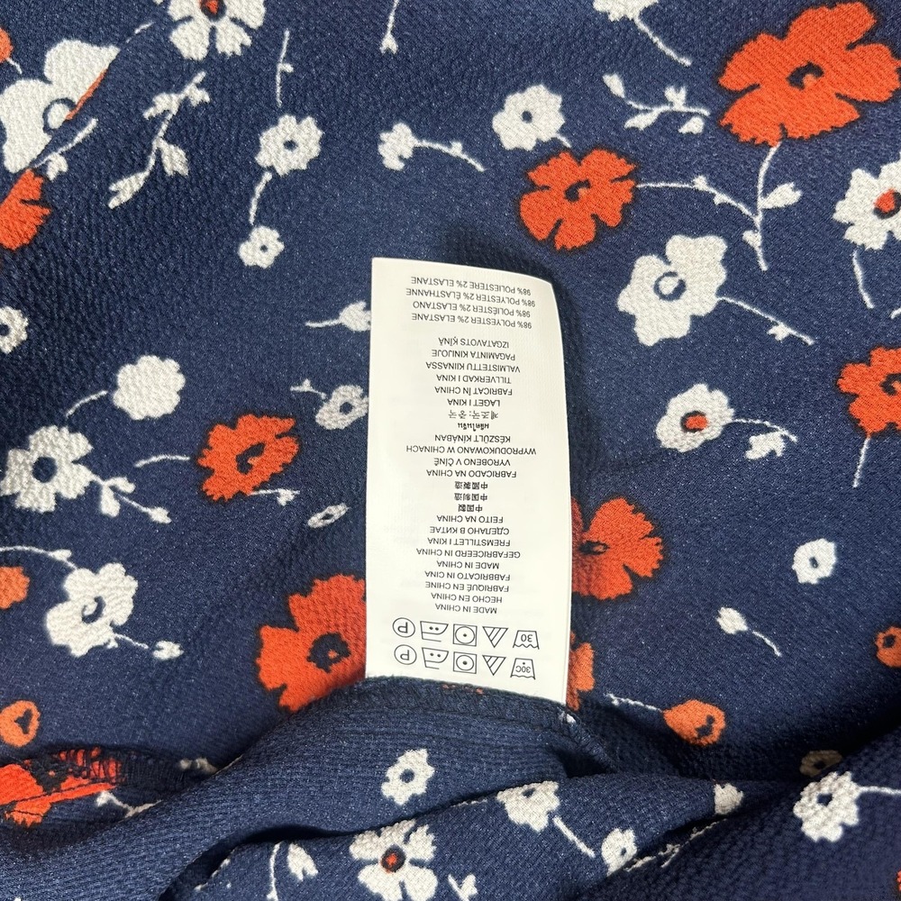 MICHAEL Michael Kors Blouse Womens Medium Navy Floral Off Shoulder 3/4 Sleeve - Picture 13 of 16